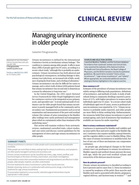 Managing urinary incontinence in older people.